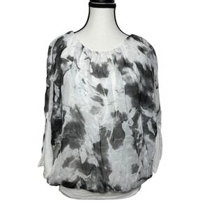 Giusy Made‎ in Italy Silk Blend Dolman Sleeved Banded Waist Layered Top Medium